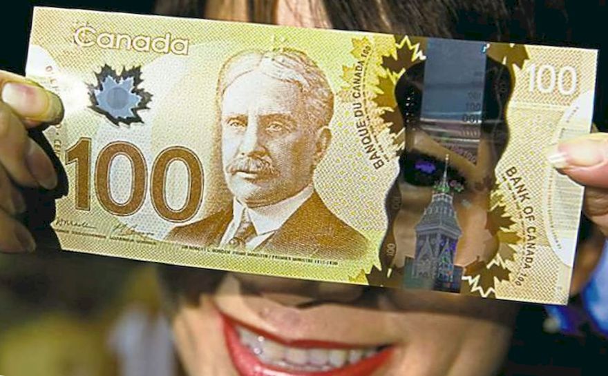 woman and 100 Canadian dollars